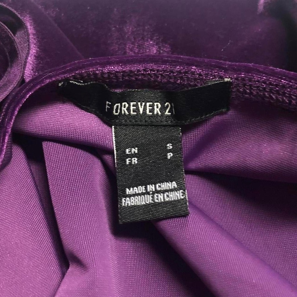 Purple Velvet Rhinestone Mini Dress - Picture 6 of 7